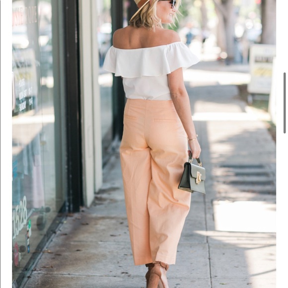 Ann Taylor wide leg peach linen pant - Picture 3 of 6